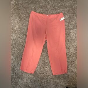Bar III Women's Pink Solid Mid Rise Textured Crepe Pants Plus Sz 24W